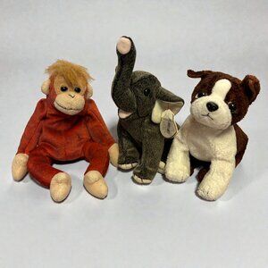 TY Beanie Babies Collection Orangutan, Elephant & Boston Terrier Dog (SKU:526TO)